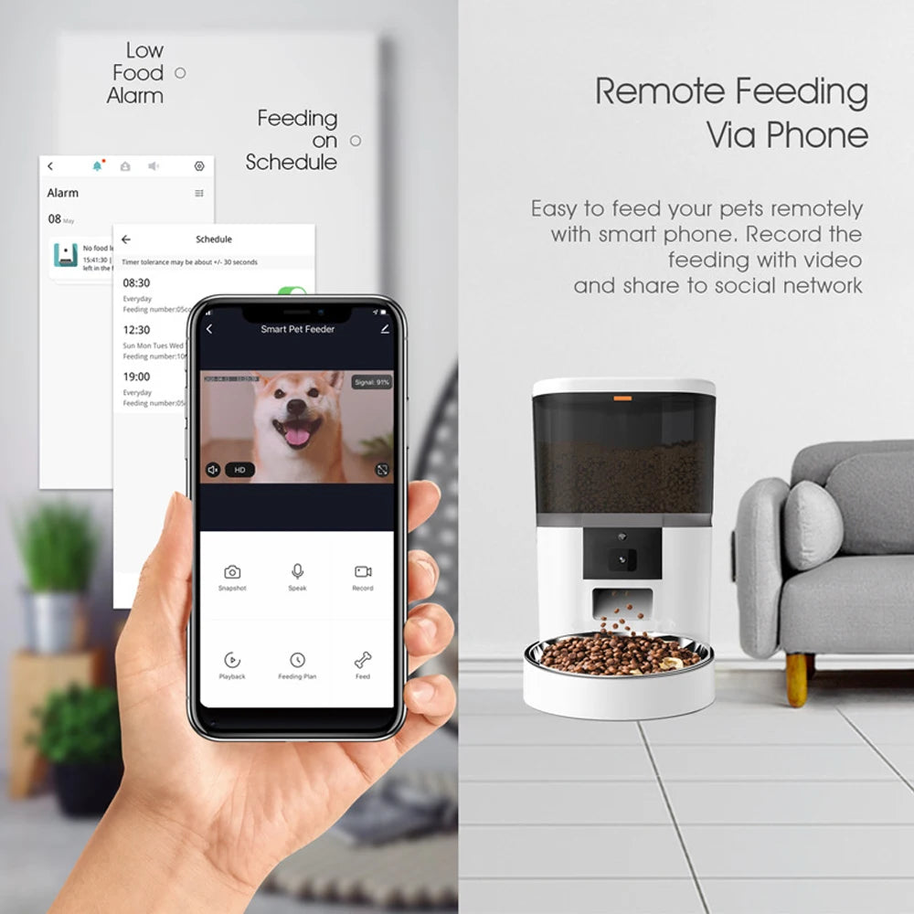 4L Smart Automatic Dog Feeder with Camera – Remote Feeding, App Contro ...