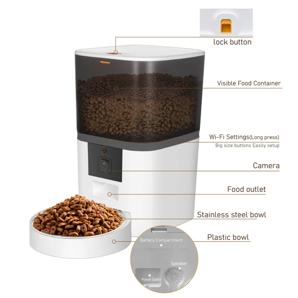 4L Smart Automatic Dog Feeder with Camera – Remote Feeding, App Contro ...