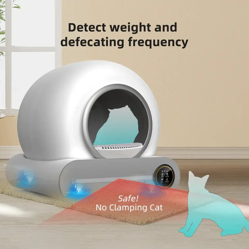 Tonepie Smart Automatic Cat Litter Box - Self-Cleaning Litter Box with 65L Capacity and App Control | Abound Pet Supplies - Automatic litter box with waste detection, self-cleaning cycle, and odor control. Suitable for multiple cats up to 25lbs, with a 99.8% sterilization rate for a hygienic environment. Features app control for health monitoring and maintenance reminders, ideal for hands-free, hassle-free cat care.