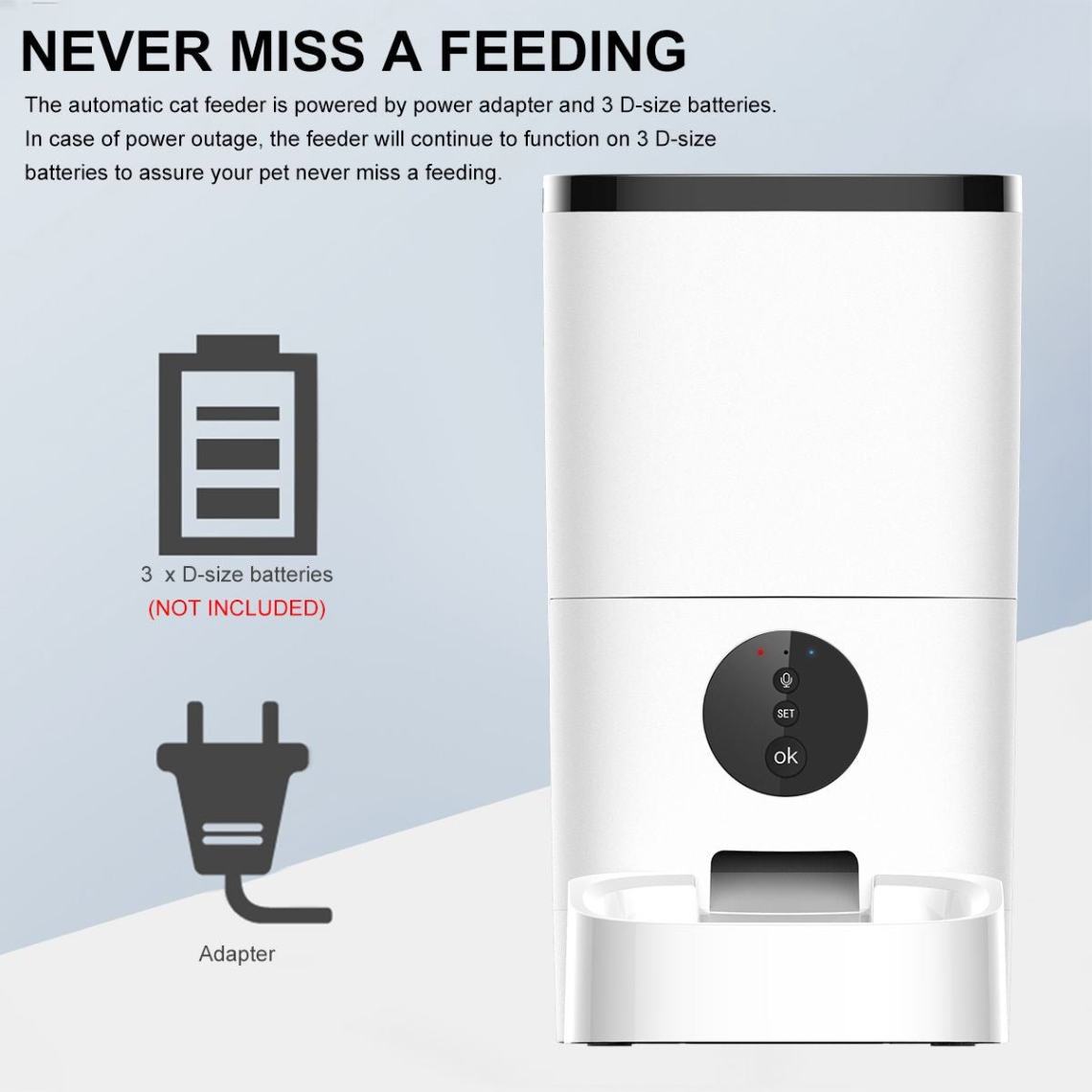 6L Automatic Pet Feeder - Smart Food Dispenser Remote Control APP Timer