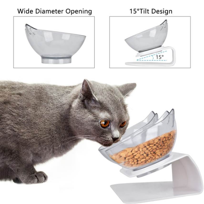 Creative Dual Raised Cat Food Bowls Set – Elevated Cat Bowls with Tilted Design for Comfortable Eating, Promotes Healthier Digestion and Reduces Joint Strain – Removable, Easy-to-Clean Bowls for All Cat Sizes and Breeds