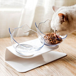 Creative Dual Raised Cat Food Bowls Set