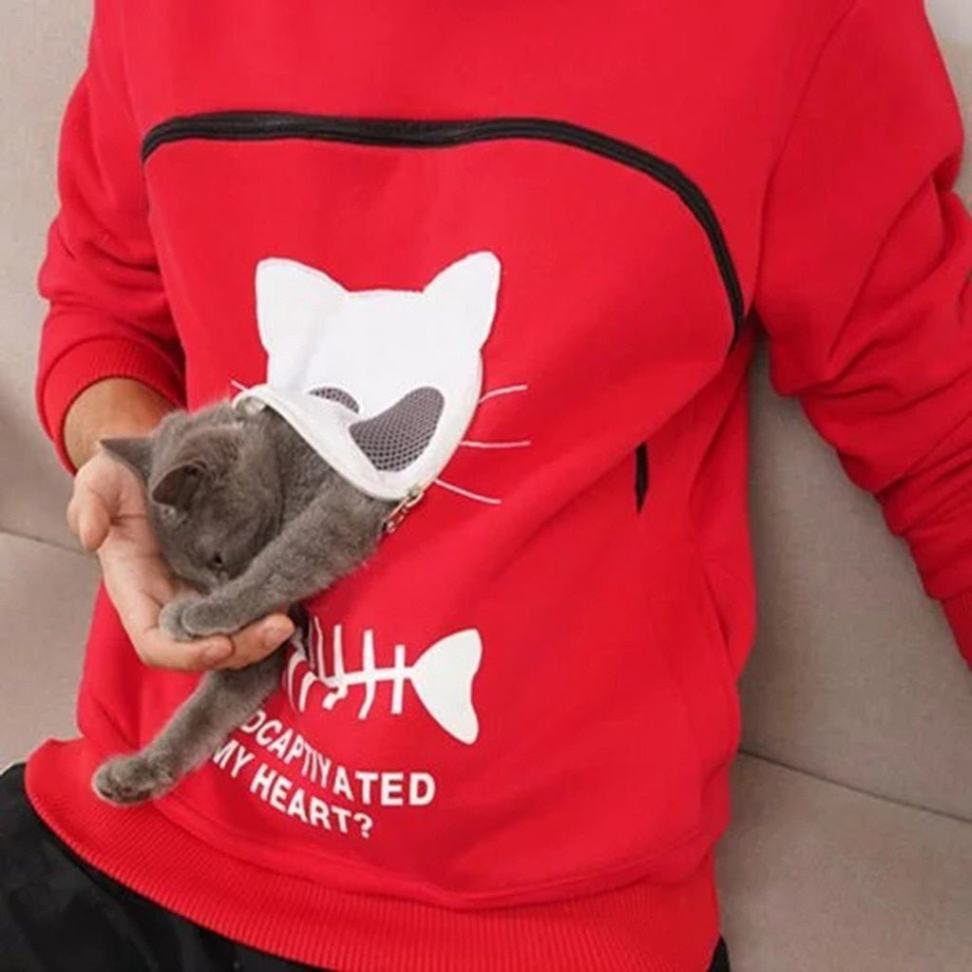 YOUYEDIAN Cat Pouch Hoodie for Women