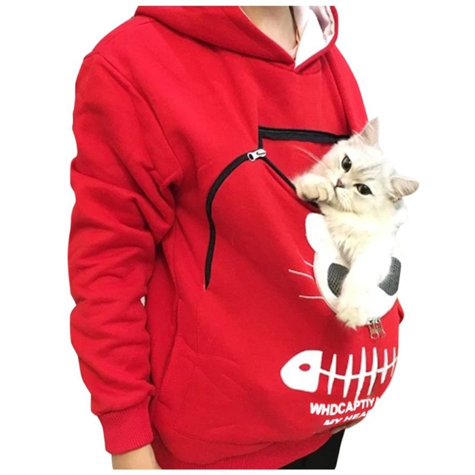 YOUYEDIAN Cat Pouch Hoodie for Women