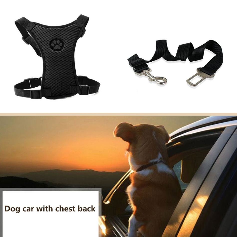 Breathable Dog Car Harness with Seat belt Leash