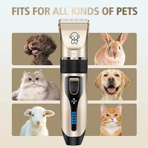 RikiSky Professional Dog Grooming Kit - Rechargeable Dog Hair Trimmer Set with Scissors, Comb, Guard Attachments for Home Pet Grooming - Quiet, Cordless Clippers for All Pet Coats and Sizes - Perfect Dog and Cat Grooming Kit