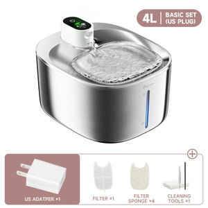 APETDOLA 4L Wireless Dog Water Fountain, Stainless Steel Auto Sensor Pet Water Dispenser with Quiet Operation, Easy Maintenance, Large 4L Capacity, Filter Reminders, and Portable Wireless Design for Fresh Hydration; Ideal Pet Drinking Fountain for Dogs and Cats, Indoor and Outdoor Use.