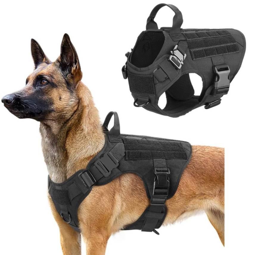 Tactical Police Dog Harness – Durable 1000D Nylon, MOLLE & Hook-and-Loop System for Customization, Lightweight and Breathable with Reinforced Top Handle for Control – Ideal for K9 Units, Law Enforcement, and Military Dogs