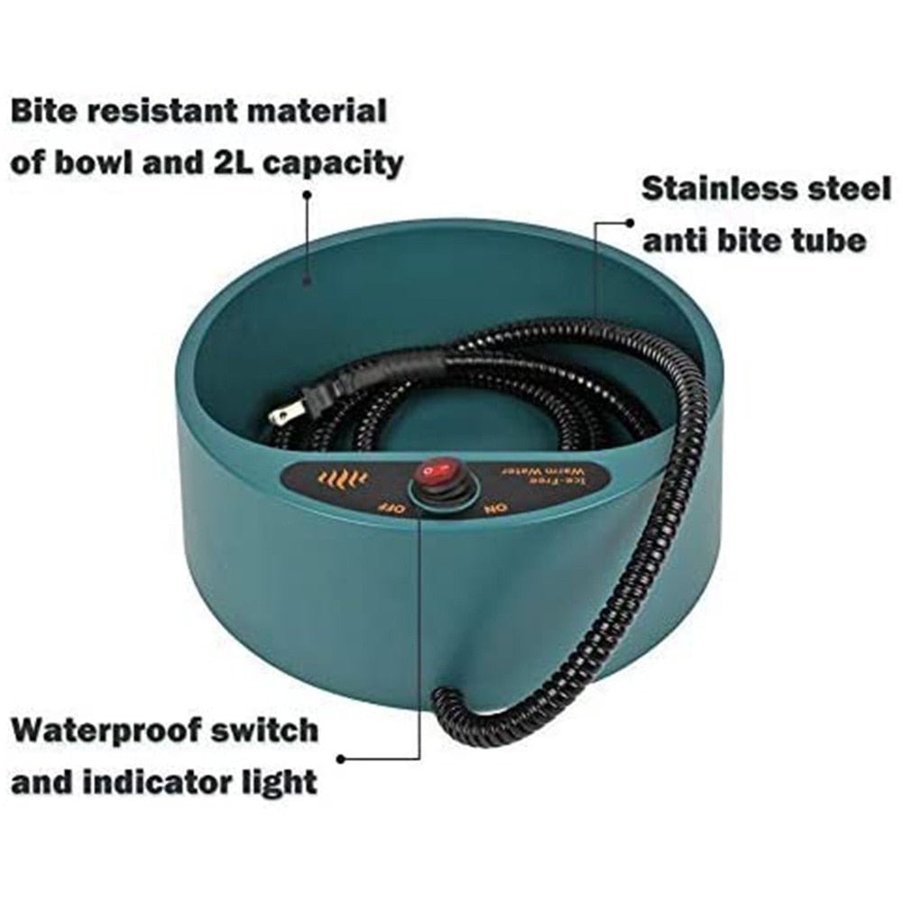 2.2L Heated Pet Bowl - Outdoor Dog Thermal-Bowl - Abound Pet Supplies