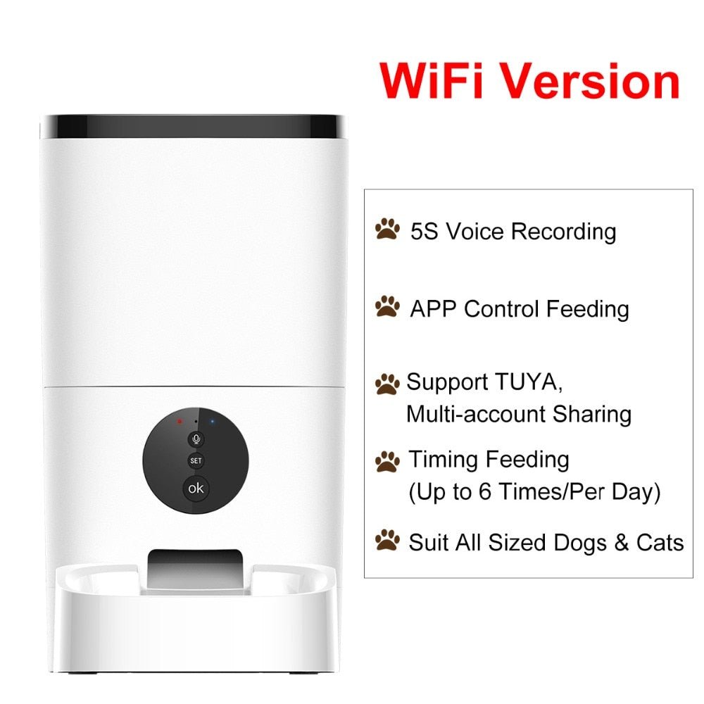 6L Automatic Pet Feeder Smart Food Dispenser Remote Control APP Timer 6L WiFi US Plug - Abound Pet Supplies