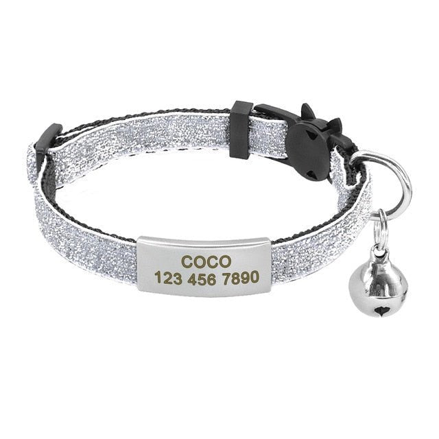 Bling Personalized Quick Release Cat Collar with Bell - Abound Pet Supplies
