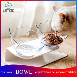 Creative Dual Raised Cat Food Bowls Set – Elevated Cat Bowls with Tilted Design for Comfortable Eating, Promotes Healthier Digestion and Reduces Joint Strain – Removable, Easy-to-Clean Bowls for All Cat Sizes and Breeds