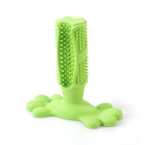 Dog Toothbrush Chew Toy made from non-toxic natural rubber, gentle on gums with 360-degree cleaning action for plaque control and fresh breath.