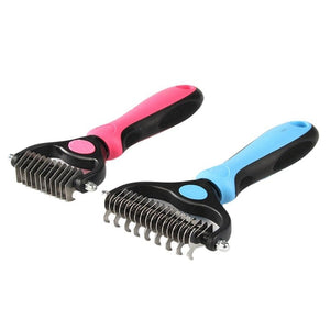 Double-Sided Dog Grooming Brush – Stainless Steel Detangling and Dematting Tool for Dogs of All Sizes, with Ergonomic Non-Slip Handle – Ideal for Removing Loose Hair, Reducing Shedding, and Promoting a Healthy, Shiny Coat