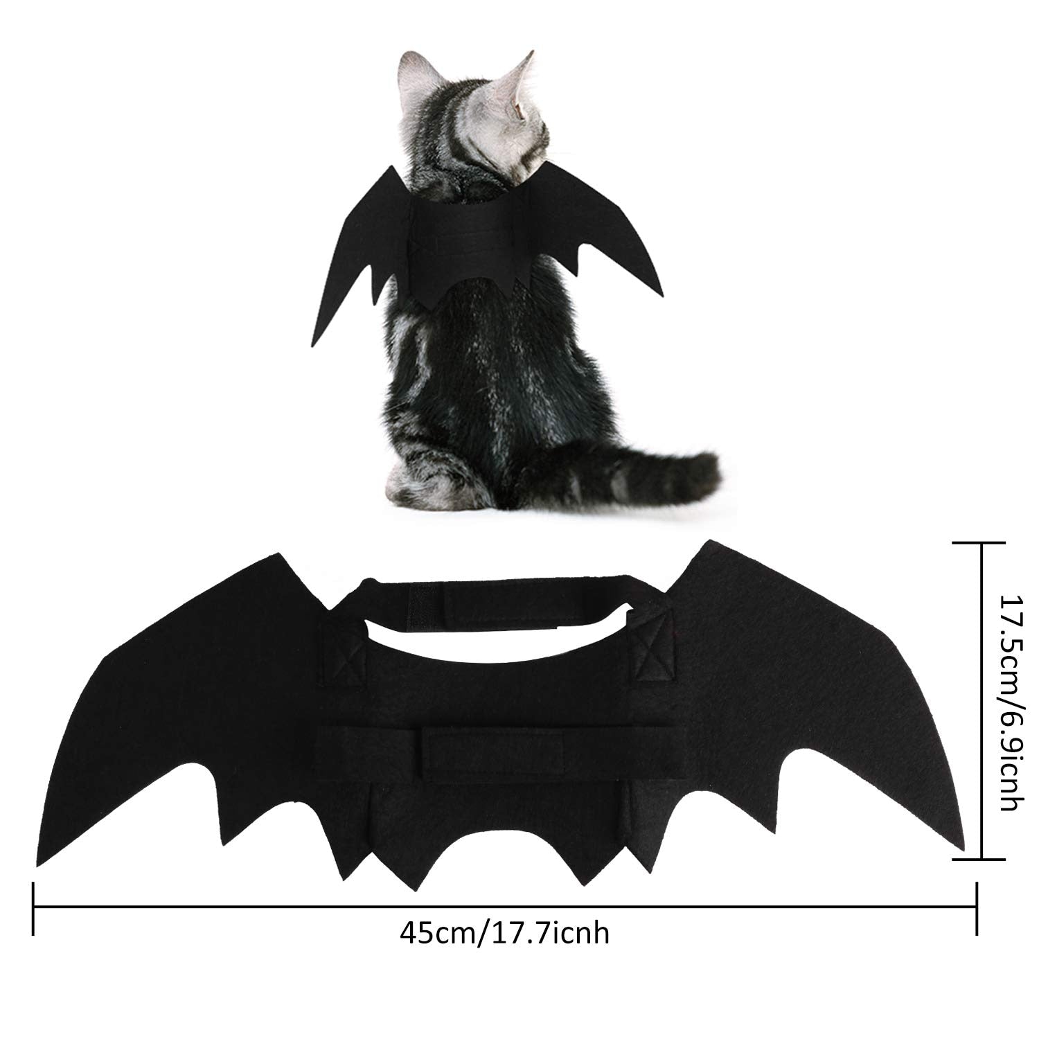 Halloween Cat Bat Wings Costume with 2 Pcs Pumpkin Bells - Abound Pet Supplies