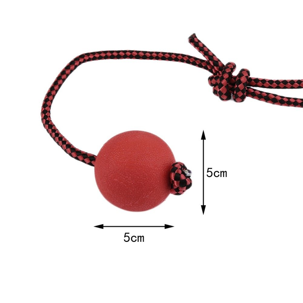 Solid Rubber Dog Chew Training Ball With Rope Handle - Abound Pet Supplies