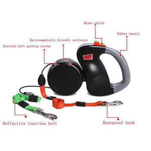Two Dog Retractable Leash - Abound Pet Supplies